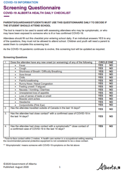 Self screening Questionnaire